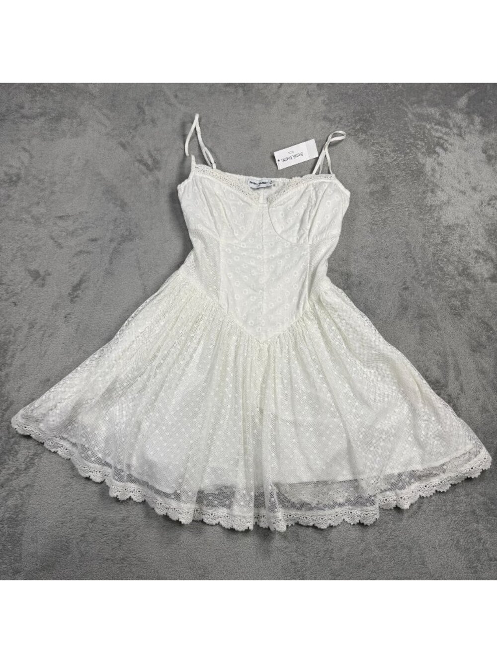 NWT Social Tourist Fit & Flare White Mini Dress Women S Prom Wedding Euro Summer